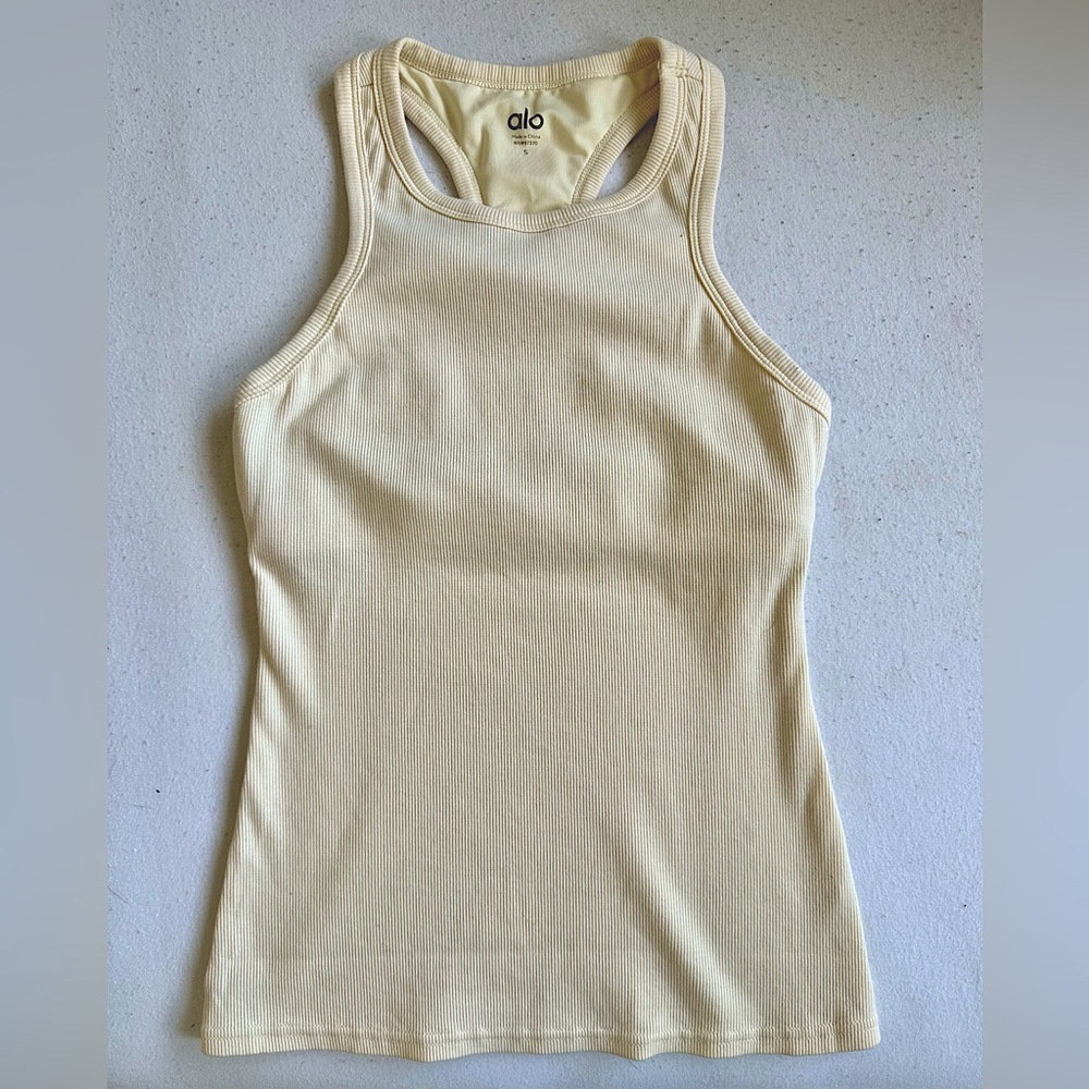 alo yoga - ribbed aspire full length tank - s